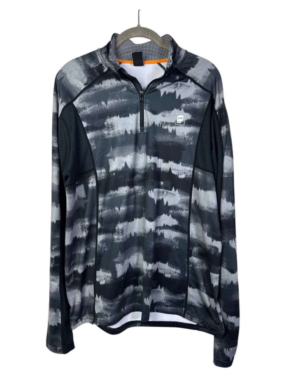 Orage 1/4 Zip Pullover Black Gray Long Sleeve Cloud Top Shirt Large Performance